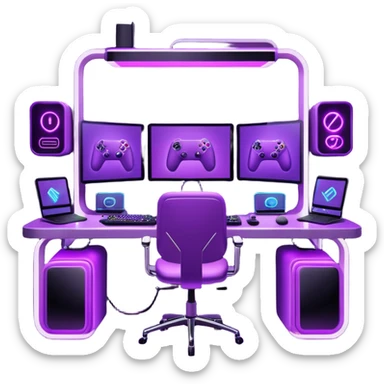 purple gaming setup sticker