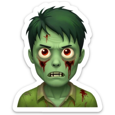 crie um emoji de zumbi homen de cabelo preto grande de emo bagunçado assim🧟 sticker