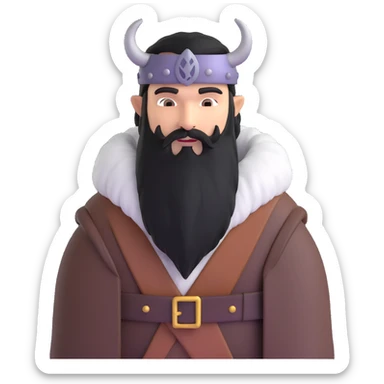 viking with black beard and fur coat sticker