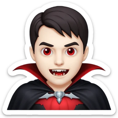 vampire emoji, classic style, fangs, cape, pale skin sticker