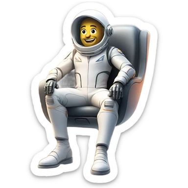 white man flying on a rocket sticker