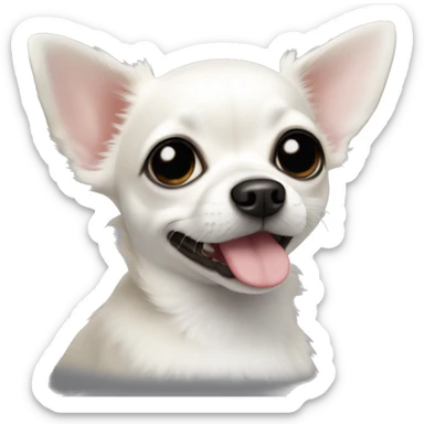 little white chihuahua with black fur on her left side of face next to the black nose, also black fur around the eyes sticker