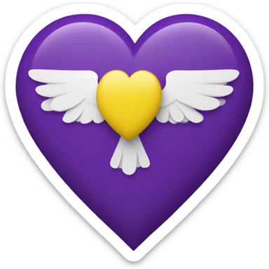 Country flag that’s color purple with a yellow heart on the center with white wings sticker