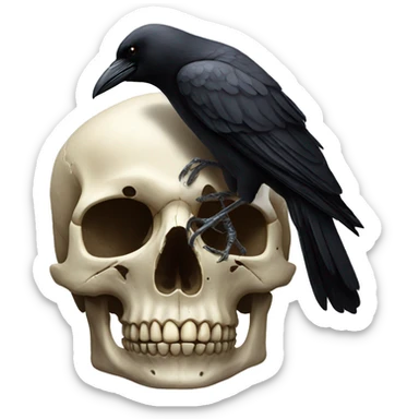 crow on a skull sticker
