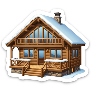ski trip, cozy ski lodge with snow sticker