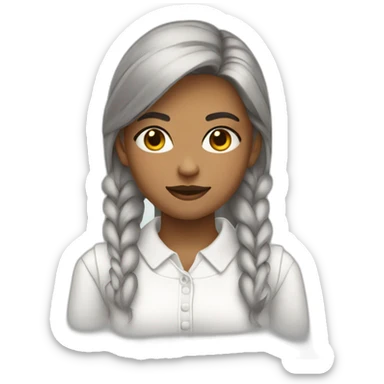 girl wearing a collared long sleeve white shirt under a white sweatervest sticker