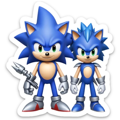Sonic with metal sonic hanging out sticker