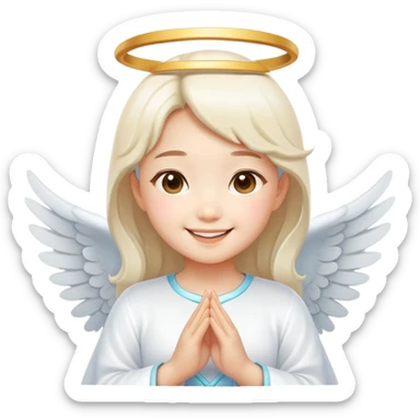 Cute Asian angel girl smiling sticker