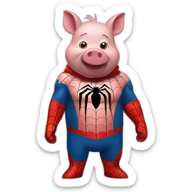 Cochon déguisé en spider man sticker
