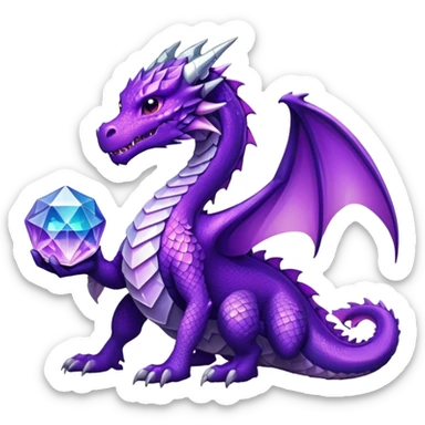 A purple space dragon holding a crystal sticker