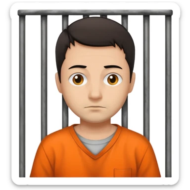 prisoner with orange shirt behind bars sticker