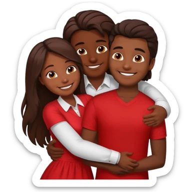 dark skin girlfriend hugs brown skin boyfriend with long hair  sticker