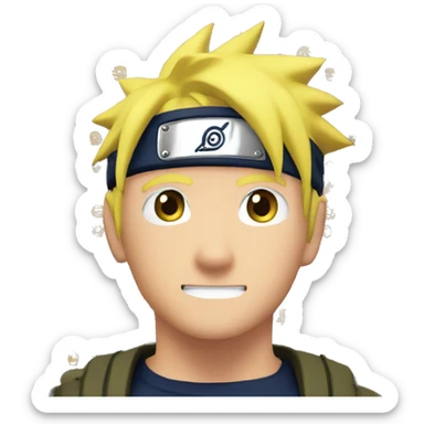 Naruto with a W Nate in front of him sticker