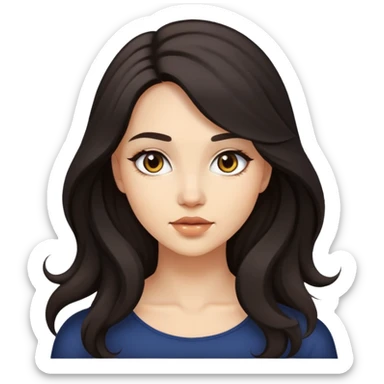 young woman with dark flowing hair and light makeup sticker