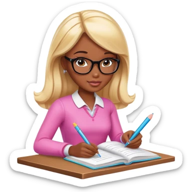 barbie skin light black study sticker