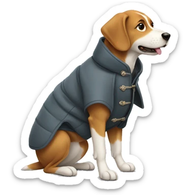 A dog wearing a coat  sticker