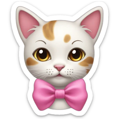 Cute cat with a pink bow sticker