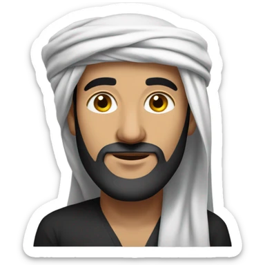 Iraqi Arab wearing an agal (traditional Arab attire) but the scarf on his head is black and white. Also make him bearded and wearing thobe. sticker