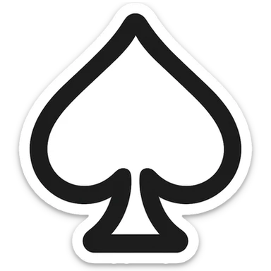 Create a simple and iconic white heart of spades symbol in the style of the reference image, with a transparent background. The style should be clean, minimalistic, and easily recognizable as an icon. sticker