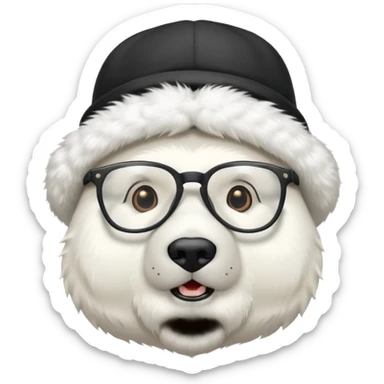  polar bear wearing glasses and a hat sticker