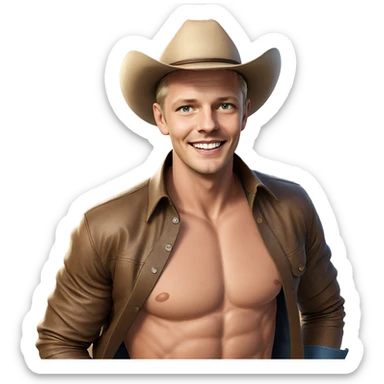 blonde cowboy smiling outdoors sticker