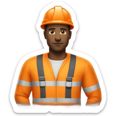 man wearing orange hi visibility overalls  sticker