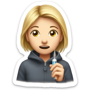 Girl with thermometer and sneezing sticker