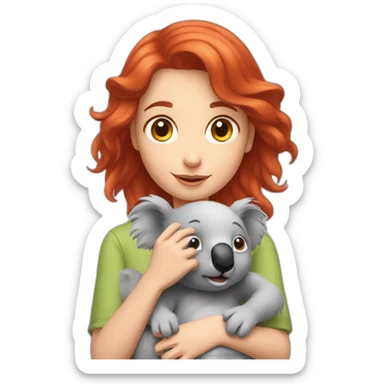 Red hair girl petting her koala sticker