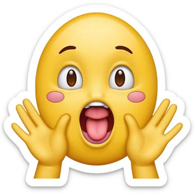 Un emojie qui tire la langue avec des main qui écarte l’aire  sticker