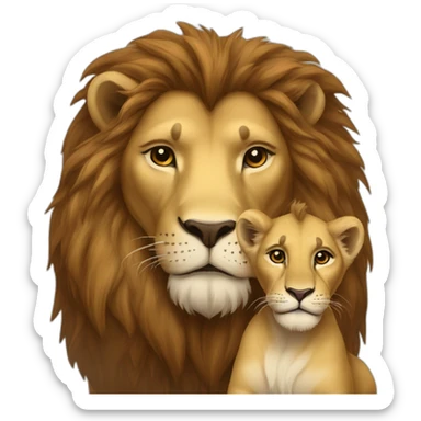 Lion with Lion baby sticker