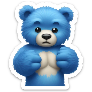 Blue fuzzy bear giving knuckles  sticker