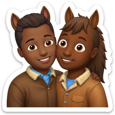 Black guy kissing horse with down syndrome sticker
