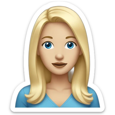 Blonde lady with blue eyes, straight hair  sticker