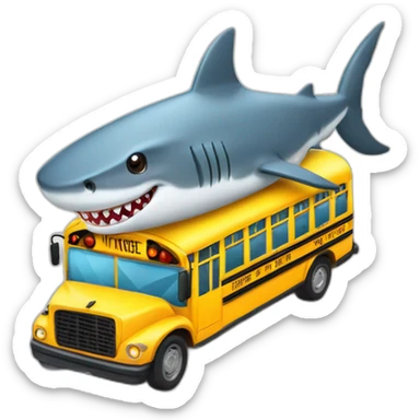 shark driving a school bus sticker