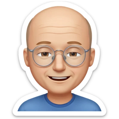 Balding man eyeglasses with eyes closed smiling sticker