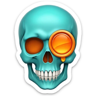 teal and orange skull sticker