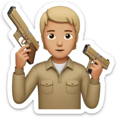 A guy holding a Glock with a extended mag to his head sticker