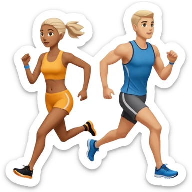 running iranians, full length, profile, man and woman sticker