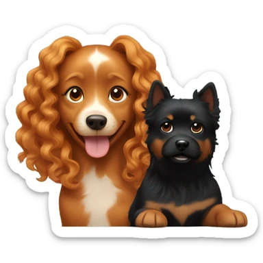 Ginger girl with wavy hair and black spitz black sticker