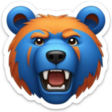 Blue Orange Bear angry sticker