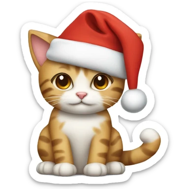cute cat with christmas hat sticker