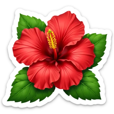  heart hibiscus like with green leaves sticker