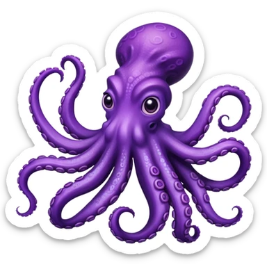 Dizzy Seven armed purple octopus  sticker