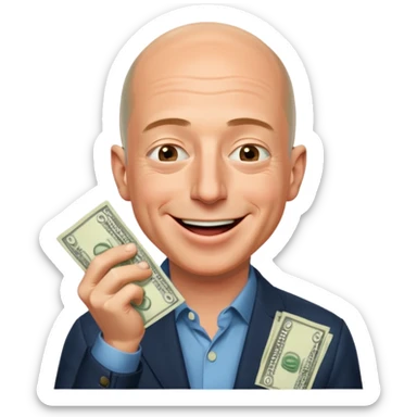 jeff bezos sniff money and laughing sticker