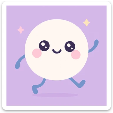 cute snow ball with a smiling face, stick arms and legs, blushing cheeks, playful pose sticker