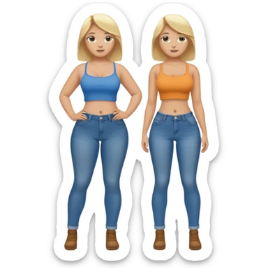 curvy body teen girl huge ass with jeans no shirt no bra blonde full body sticker