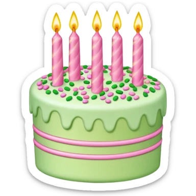 light green and pink birthday cake sticker