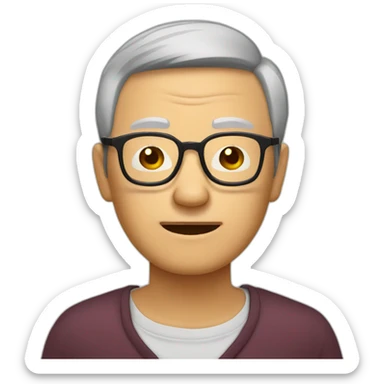 Chinese senior man wear glasses sleepy eyes sticker