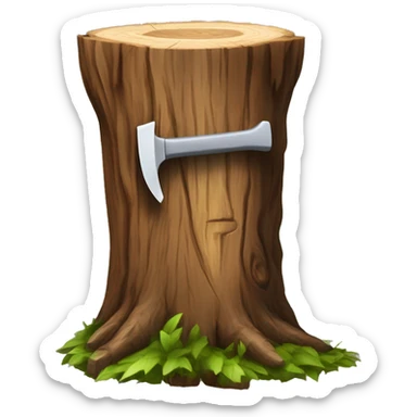Tree stump with an axe cleaved in  it  sticker