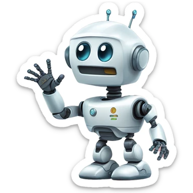 robot say Hello flotando saludando conla mano izquierda  sticker